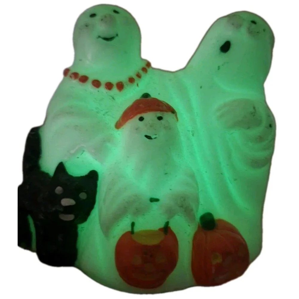 Vtg Halloween Candles Holiday Decor Ghost Witch Jack O Lantern Black Cat Russ